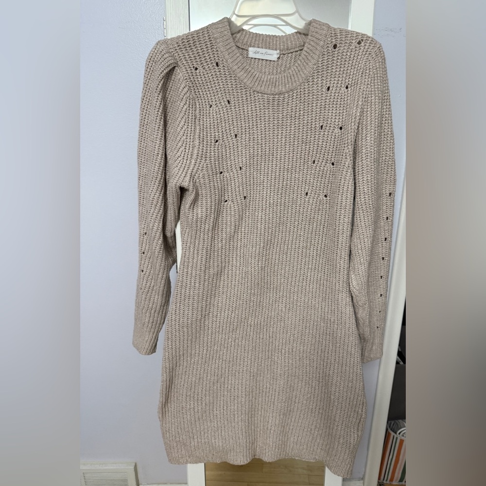 All in Favor sweater dress. Pink tinted tan, size XL.